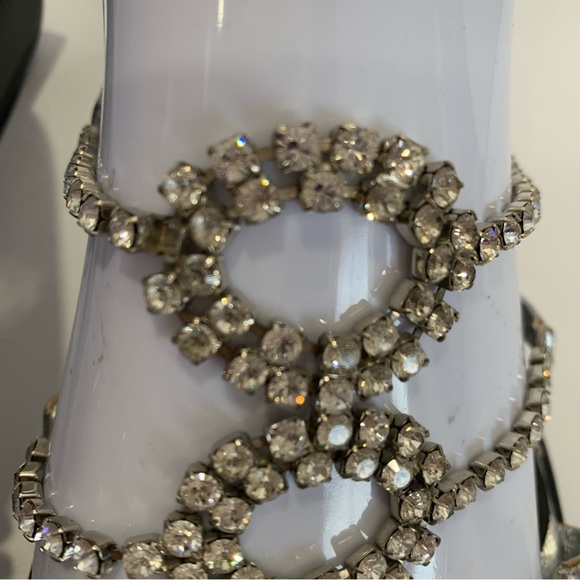 Sesto Meucci size 9 rhinestone sandals in stunning silver with unique heel - Picture 7 of 16